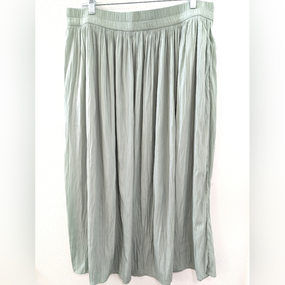 Chicos Pleated Pull On‎ Maxi Skirt Light Green NWOT 3 XL